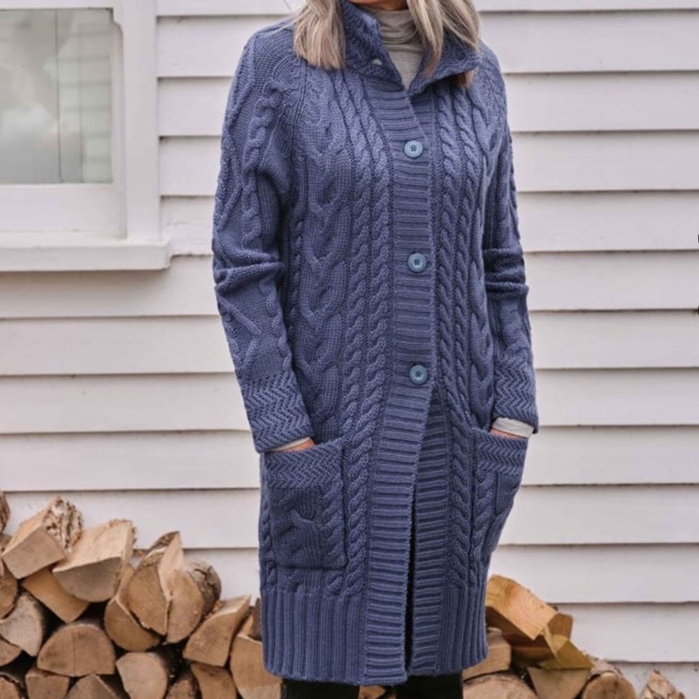 WOOLOVERS Aran Coatigan wool sweater